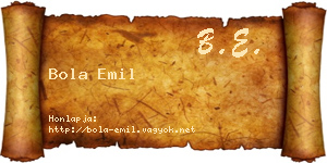 Bola Emil névjegykártya